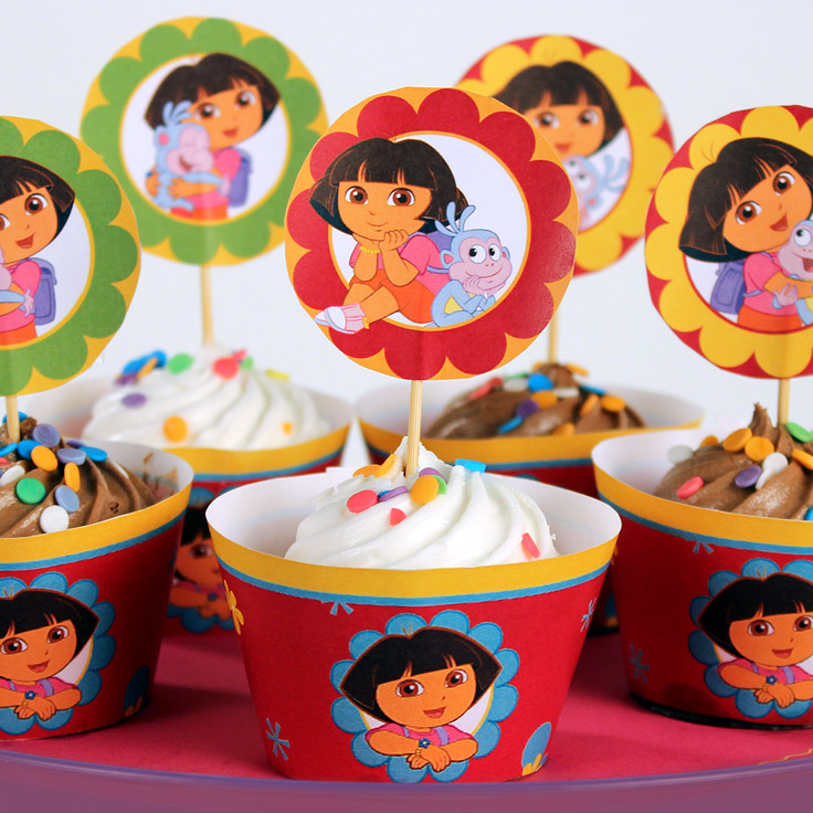 Dora Cupcake Toppers and Wrappers