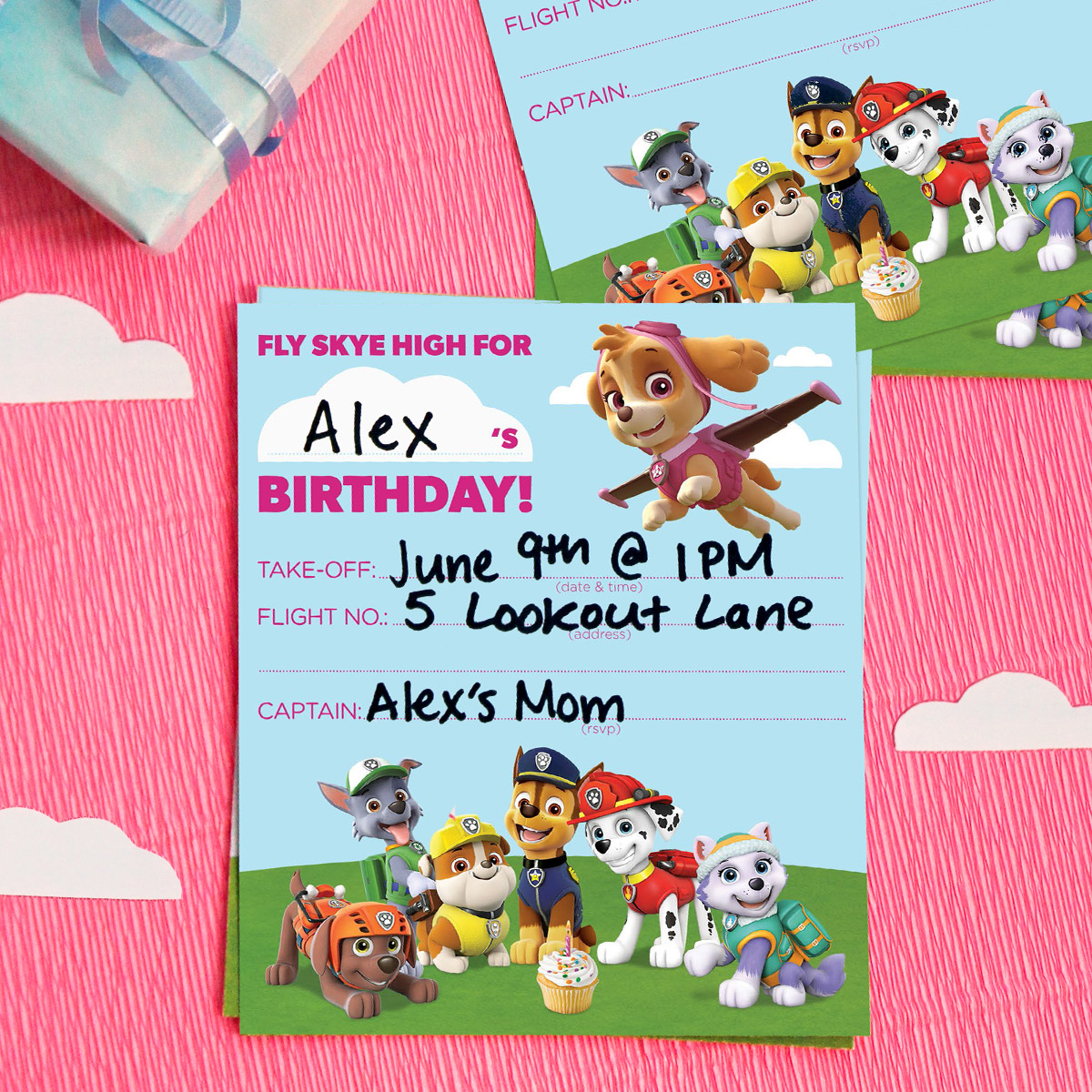 PAW Patrol Skye Birthday Party Invitations