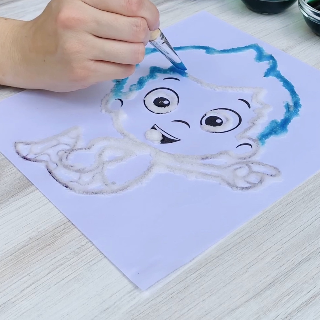 Bubble Guppies Salt Painting Step 4