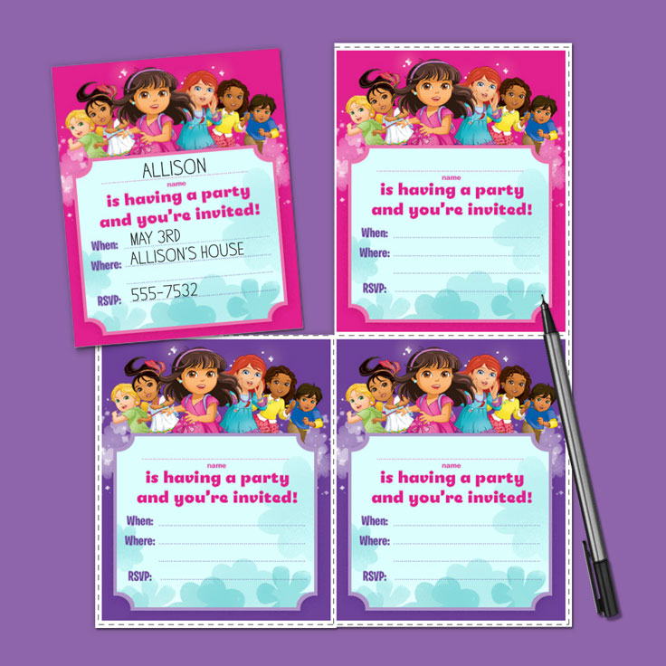 Dora and Friends Party Invitations