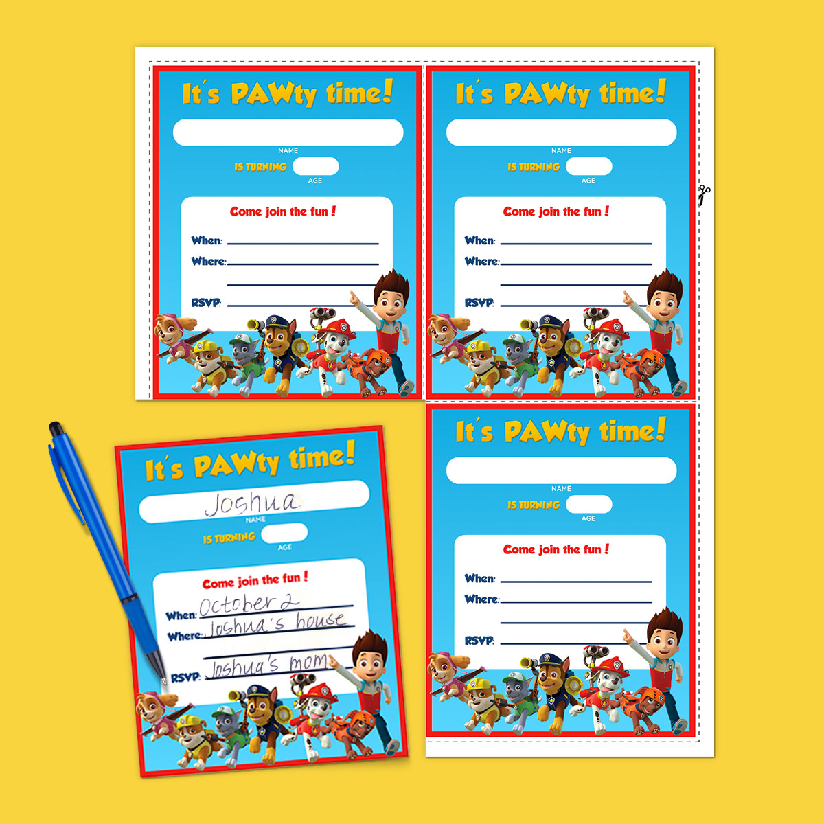 PAW Patrol Party Invitations