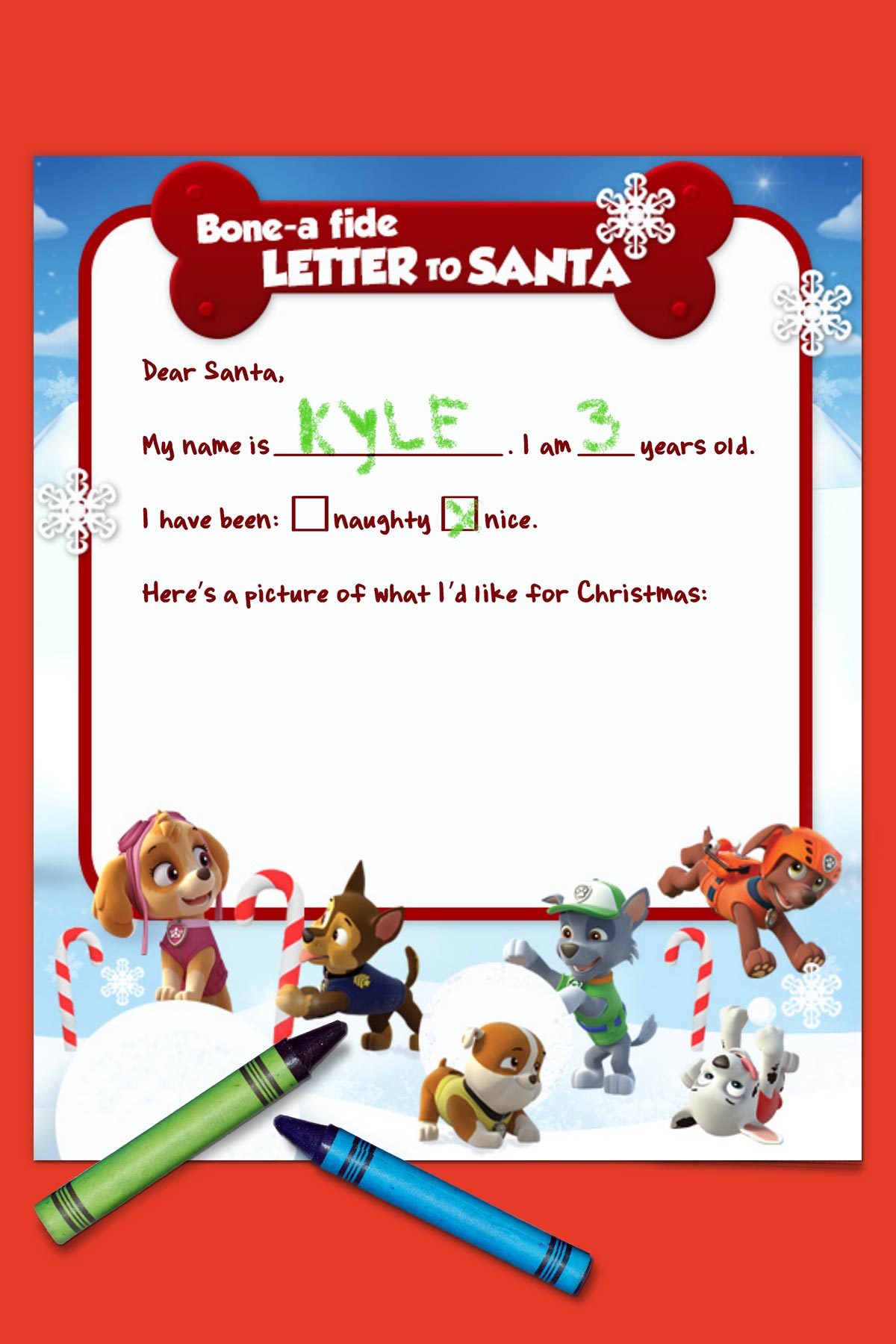 PAW Patrol Letter to Santa