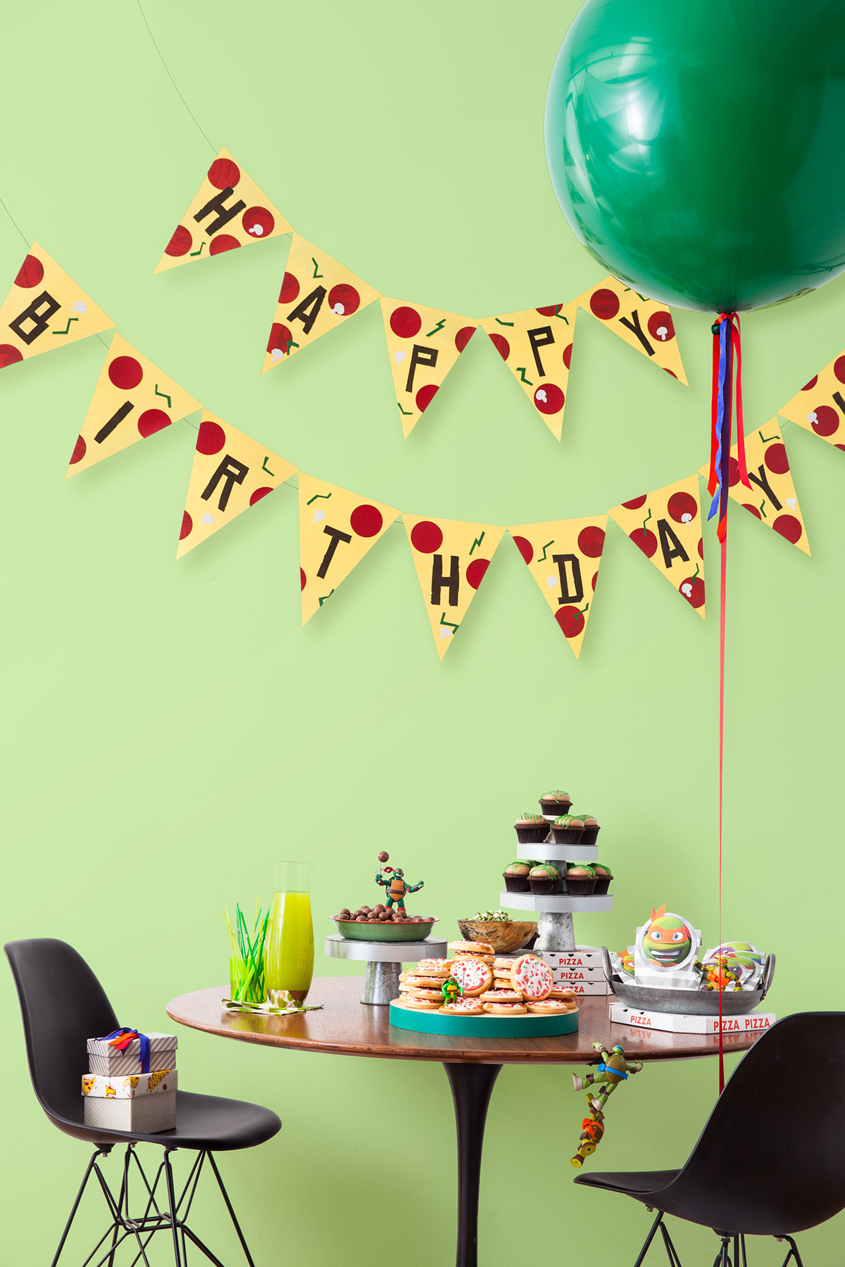 TMNT Printable Pizza Pendant Birthday Banner
