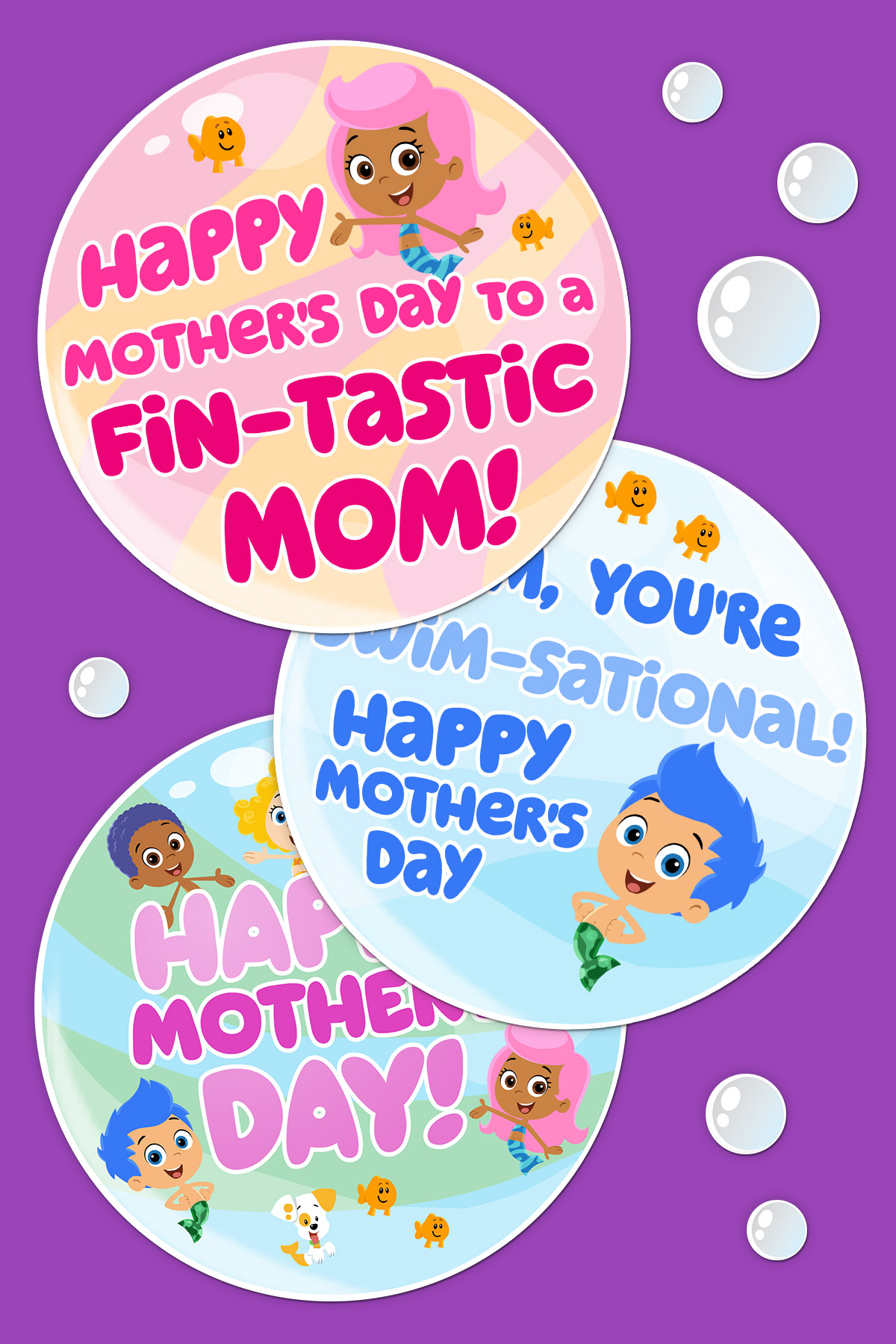 Bubble Guppies Printable Mother's Day Cards