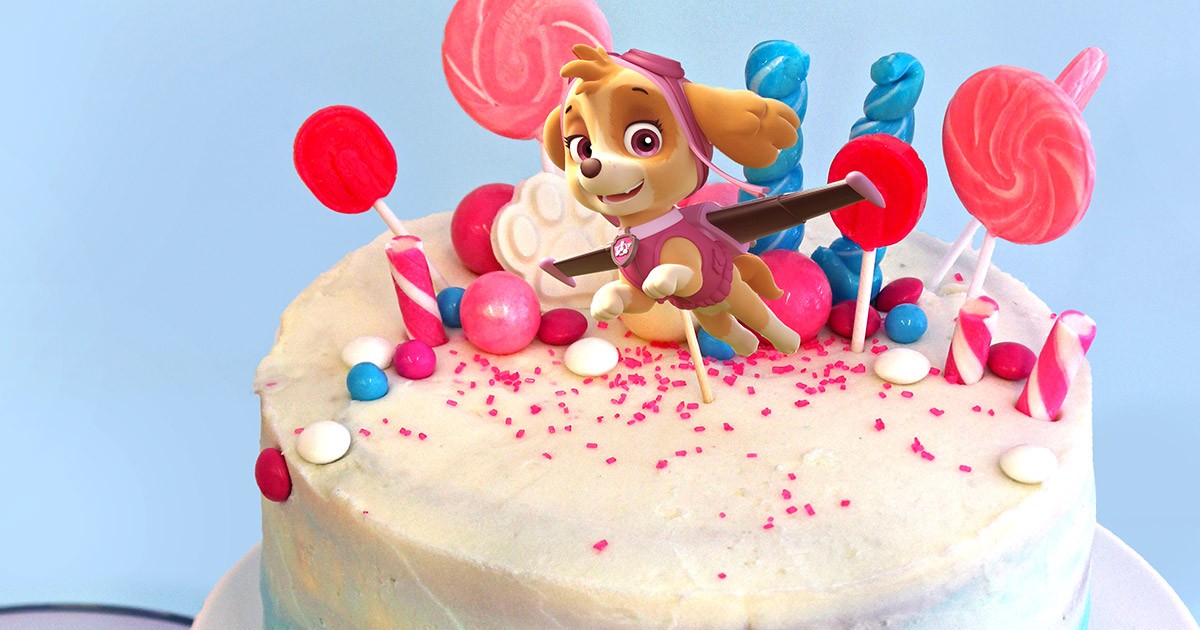 SKYE PAW PATROL RAINBOW CAKE TOPPER  GLOSSY CARDSTOCK CAKE DECORATION 