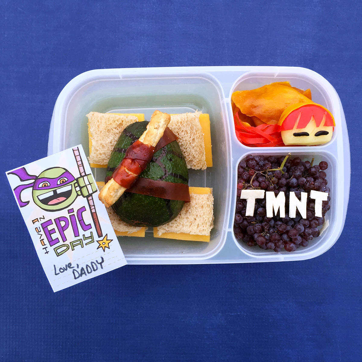 TMNT Bento-style Donnie and April Lunch Recipe