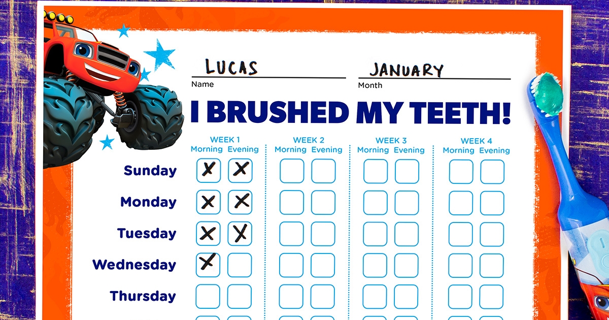 Blaze Teeth Brushing Chart Nickelodeon Parents