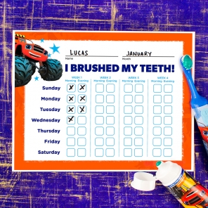 Blaze Teeth Brushing Chart