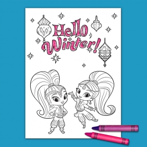 Shimmer and Shine Winter Coloring Page