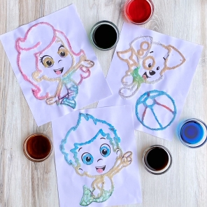 Salt Painting with the Bubble Guppies