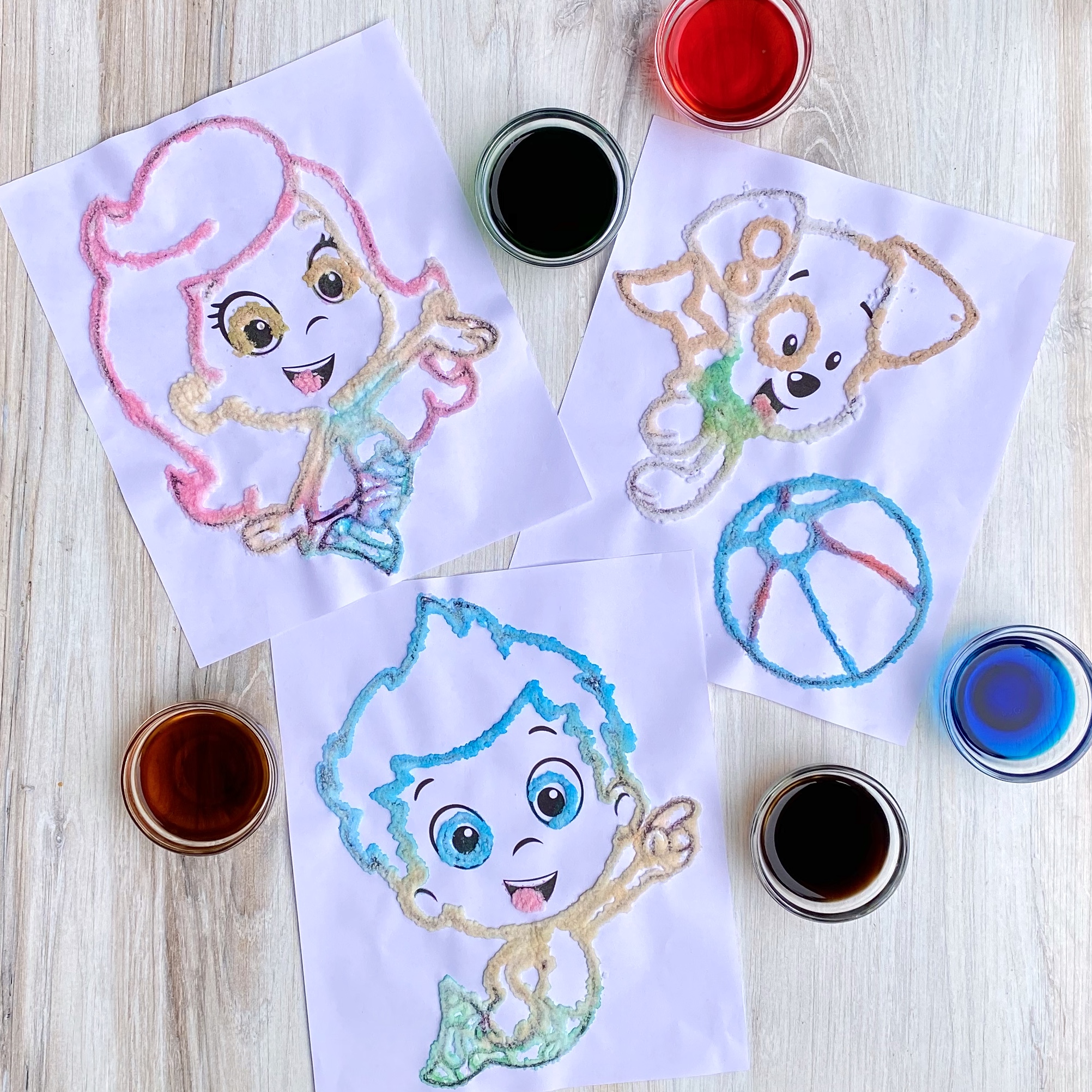 Bubble Guppies Salt Painting DIY