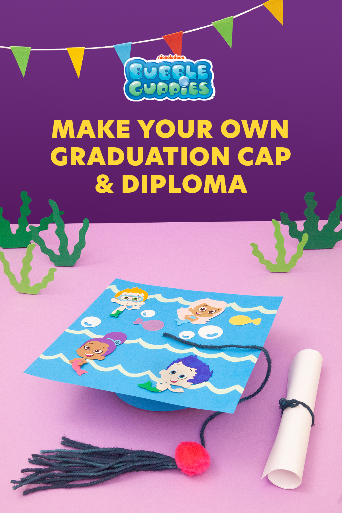 Bubble Guupies Graduation Cap and Diploma