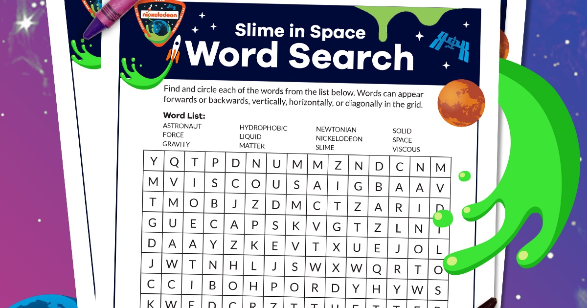 slime in space word search nickelodeon parents