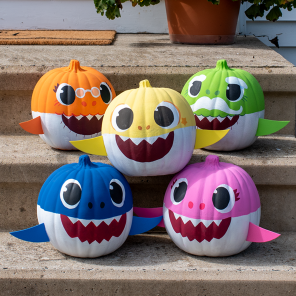 Painted Baby Shark Pumpkin Decorations