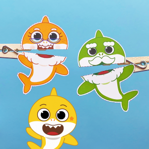 Printable Baby Shark Clothespin Puppets