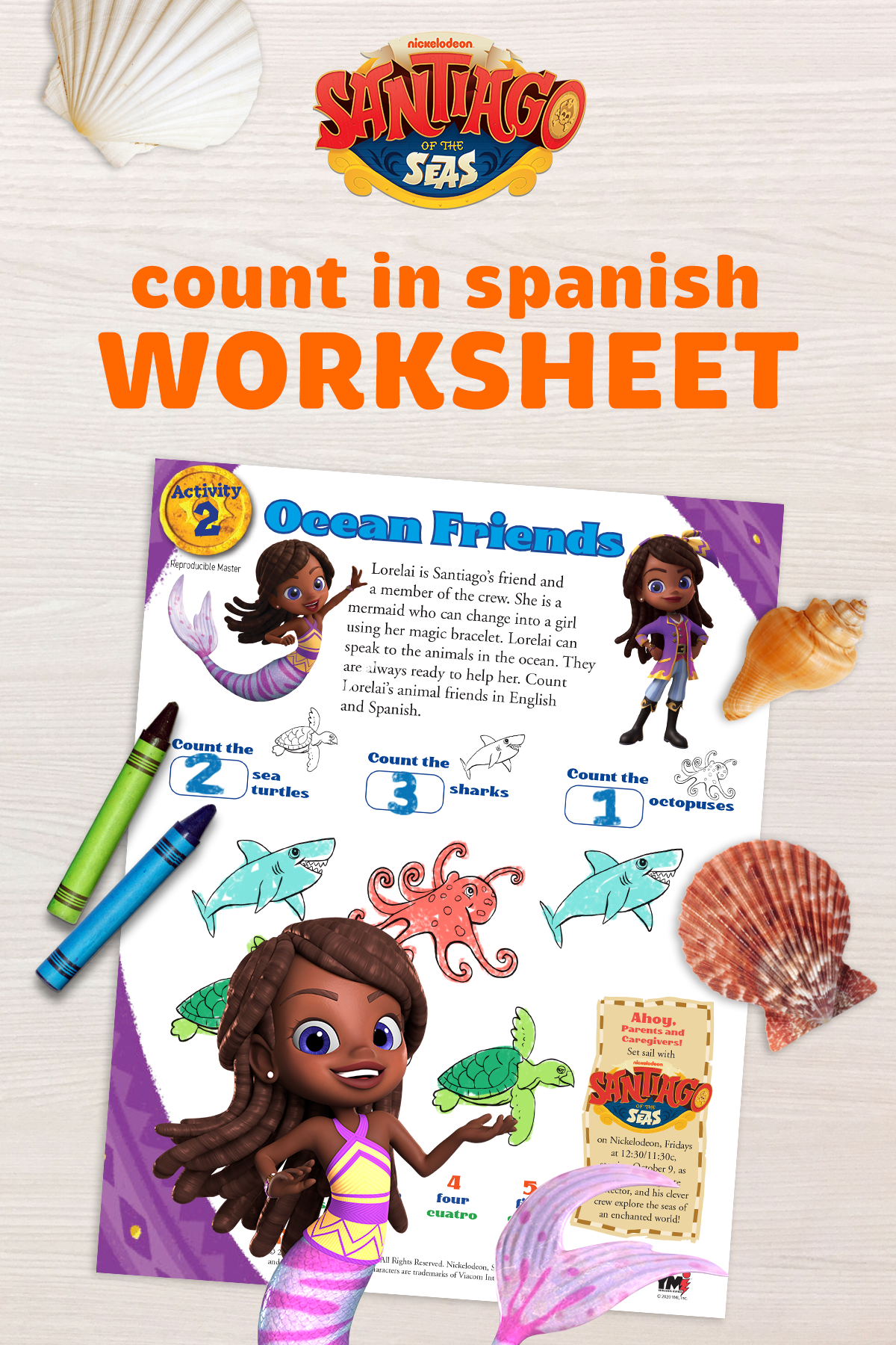 Santiago of the Seas Count in Spanish Worksheet