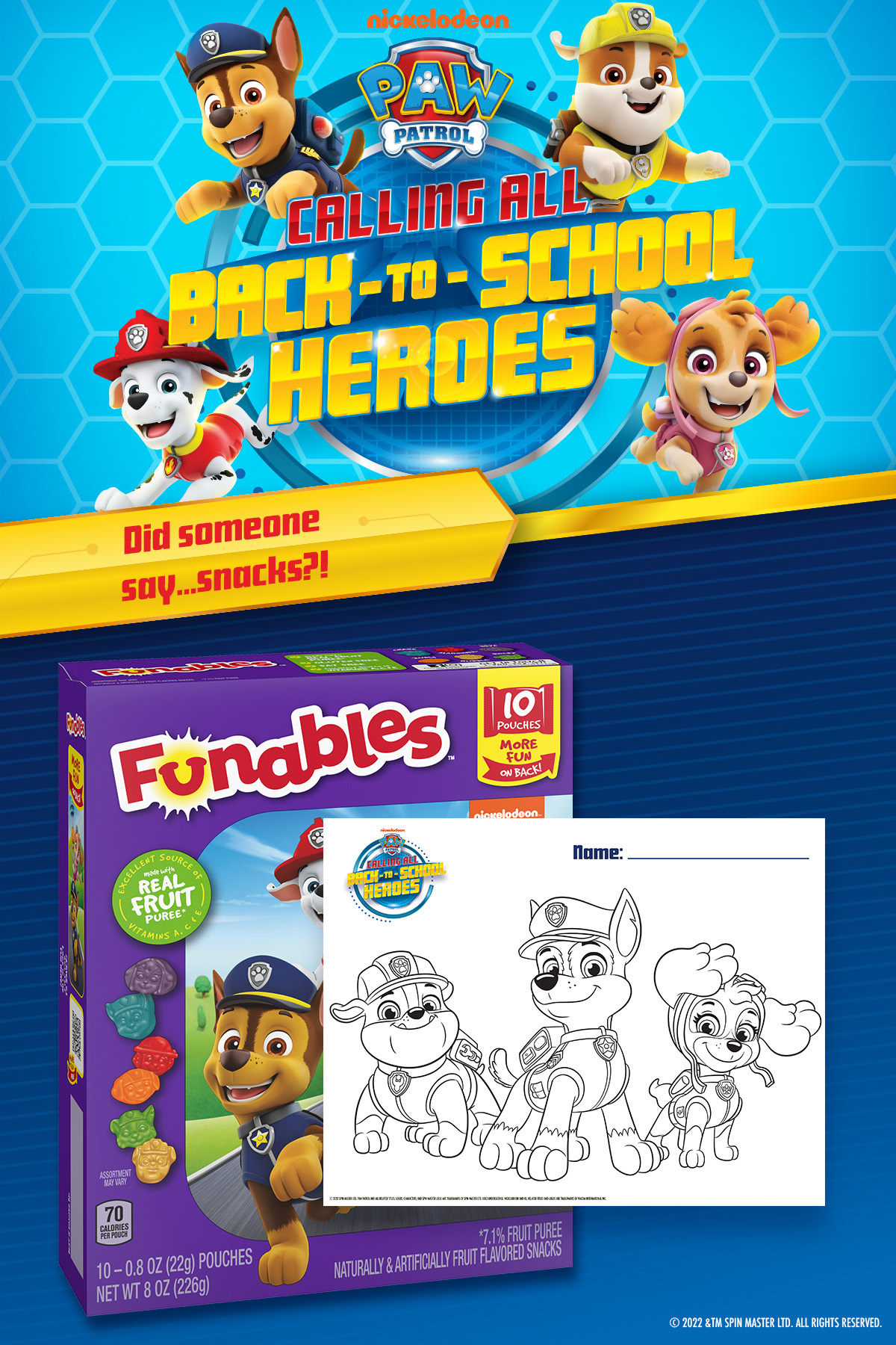 Article Header PAW Patrol Pups on Blue Background Coloring Page Printable