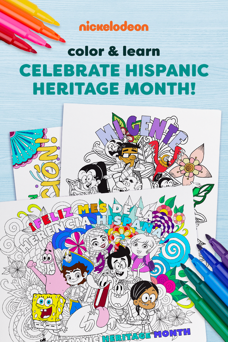 Header Nickelodeon Hispanic Heritage Month Coloring Pages - Coloring pages featuring Nickelodeon characters