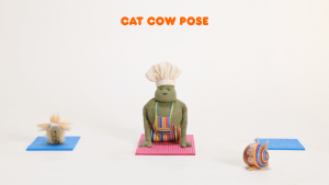 Cat Cow Pose with Tiny Chef
